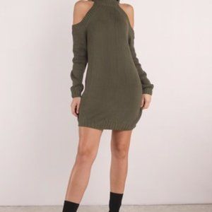 Tobi Half Thought Olive Color Sweater Dress Sz M